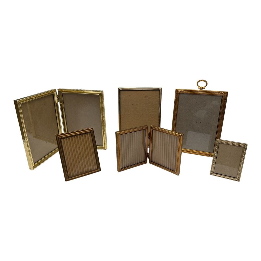 Vintage Brass 8 Assorted Sizes Picture Frames Bridal Wedding Decor